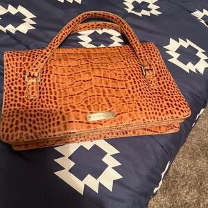 Antonio Melani Tan Satchel with Croc-Embossed Texture